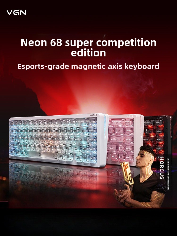 Gaming Keyboard Thocky - Aangepaste neon-esthetische 68% lay-out magnetische as-toetsenbordpakking