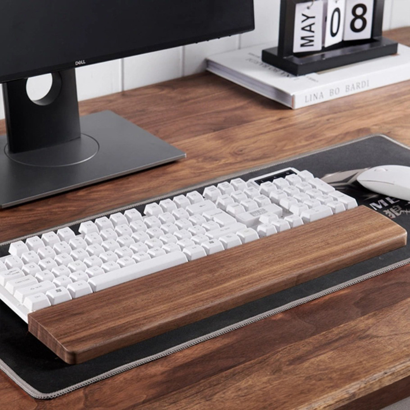 Wrist Rest Wood - Massief Houten Toetsenbord Beugel Handbeugel Zwart