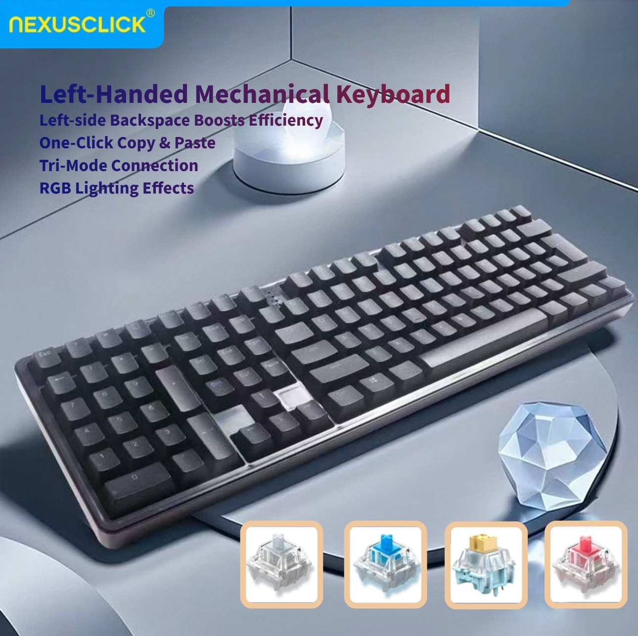 NexusClick Ergonomisch linksha - Gaming Keyboard No Number Pad recensie en prijs